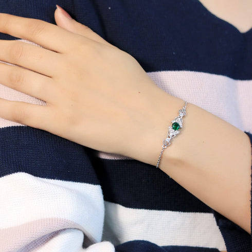 Zarkan Green Bits of Bloom Silver Bracelet