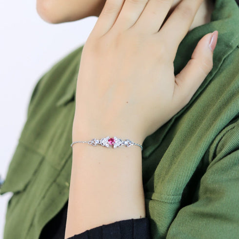 Zarkan Red Bits of Bloom Silver Bracelet