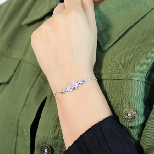 Zarkan Pink Bits of Bloom Silver Bracelet