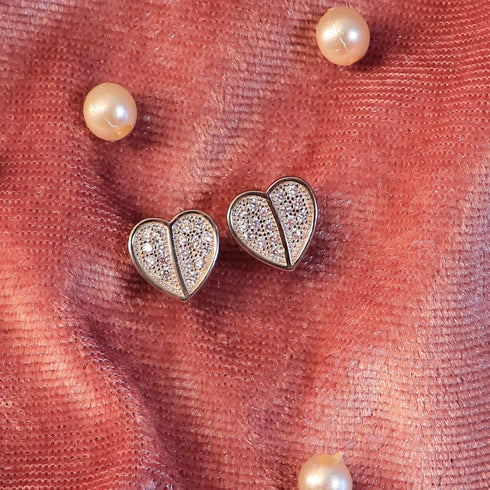 Zarkan Double Drop Heart Minimal Silver Earrings