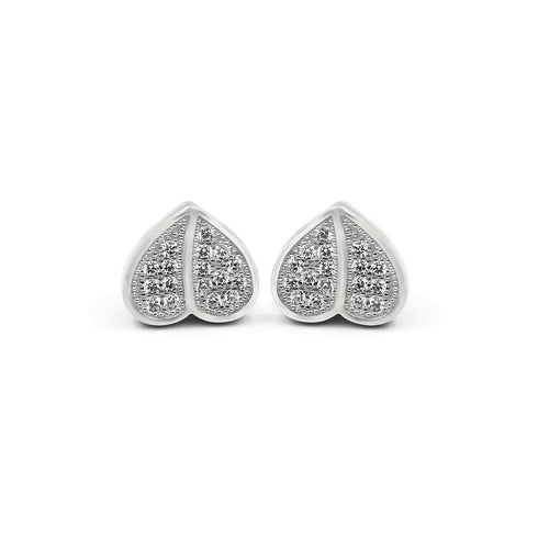 Zarkan Double Drop Heart Minimal Silver Earrings