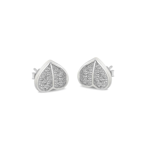 Zarkan Double Drop Heart Minimal Silver Earrings