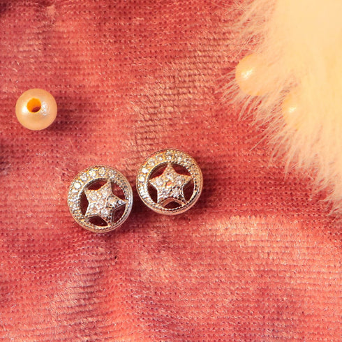 Zarkan Star Moon Minimal Silver Earrings