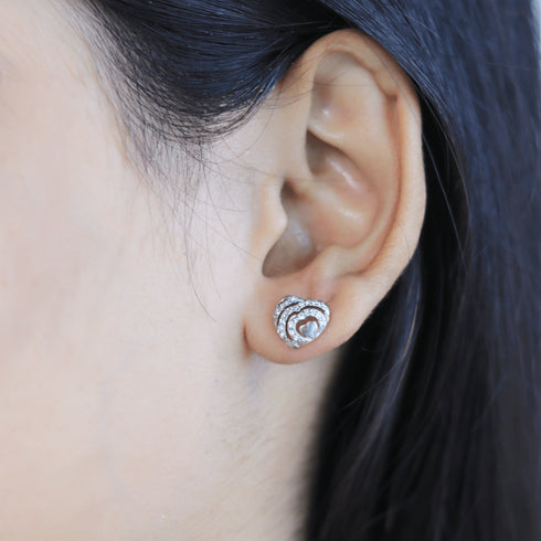 Zarkan Love Heart Wave Silver Studs