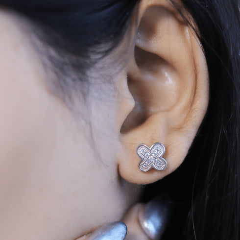 Zarkan Butterfly Floral Silver Earrings