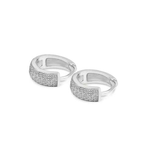 Zarkan Triple Line Solid Pure Silver Earrings