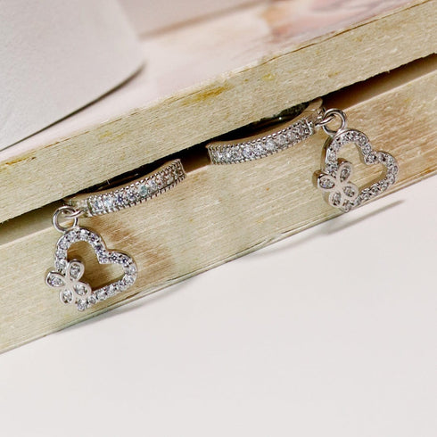 Zarkan Silver Heart Butterfly Earing