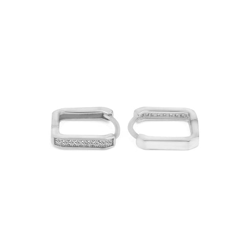 Zarkan Minimal Square Line Silver Earrings