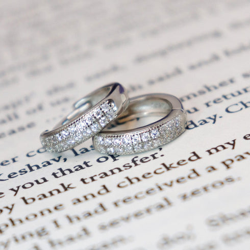 Zarkan Cute Double Line Solid Pure Silver Earring