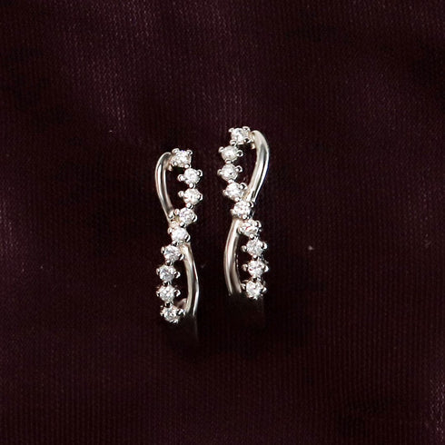 Zarkan Minimal Semi Hoop Silver Studs