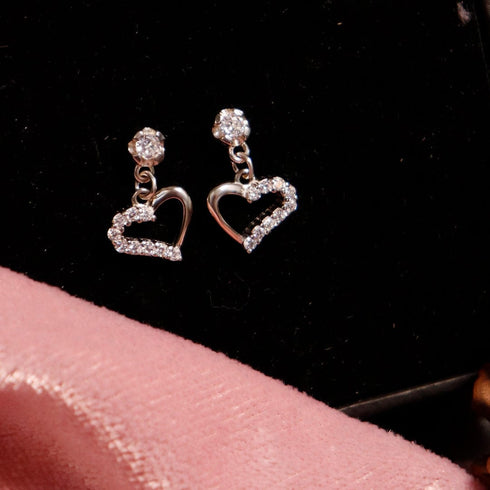 Zarkan Signature Love Silver Drop Studs