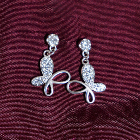 Zarkan Buttetfly Silver Drop Studs