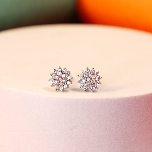 Zarkan Beauty Floral Silver Studs