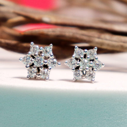 Zarkan Cute Flower Silver Studs