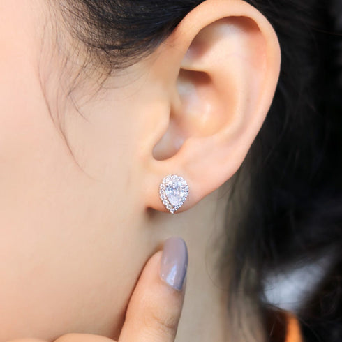Zarkan Tear Drop Silver Studs