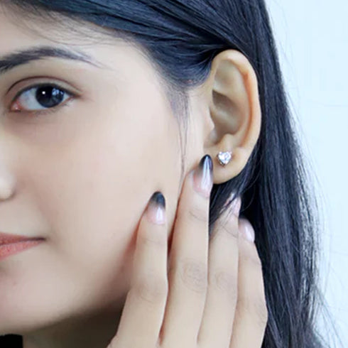 Zarkan Angel Heart Silver Studs