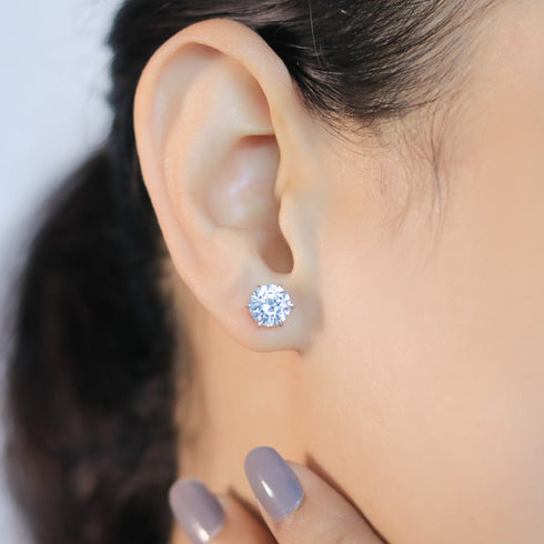 Zarkan Single Stone 925 Silver Earrings