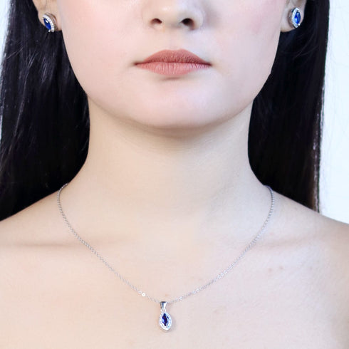 Zarkan Eye of The Queen Blue Silver Jewelry Set