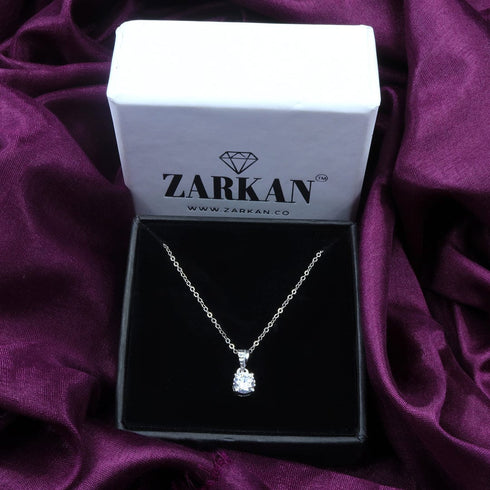 Silver Zircon Star Necklace with Link Chain