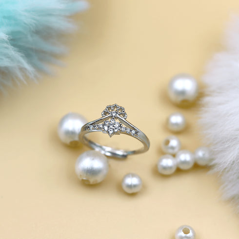 Zarkan Crafted Floral Minimal Pure Silver Ring