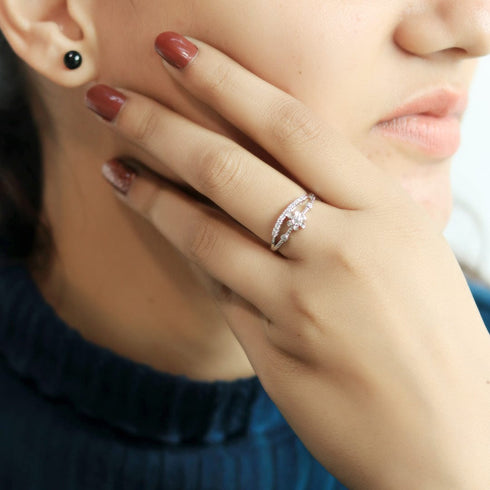 Zarkan Floral Cute Crown Pure Silver Ring