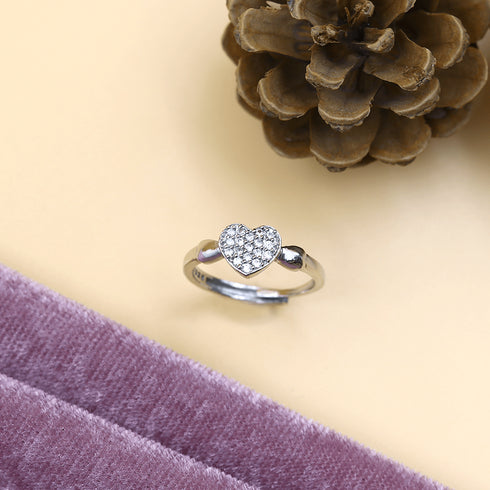 Zarkan Glamour Heart Sterling Silver Ring
