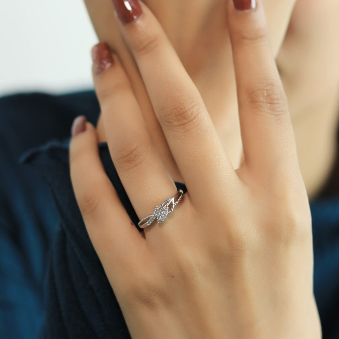 Zarkan Leaf Heart Cute Silver Ring