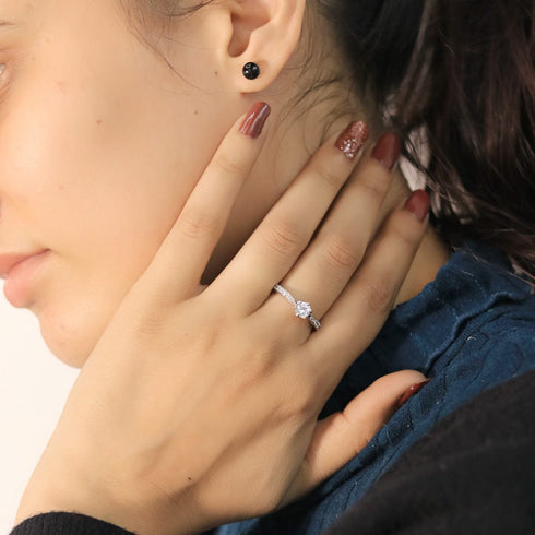 Moissanite Diamond .8 Carat Stone Statement Silver Ring for women - Free Size