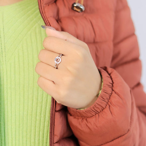 Zarkan Heart Double Loop Pure Silver Ring