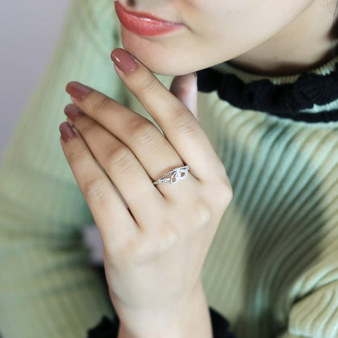 Zarkan Pure Silver Love Chain Ring