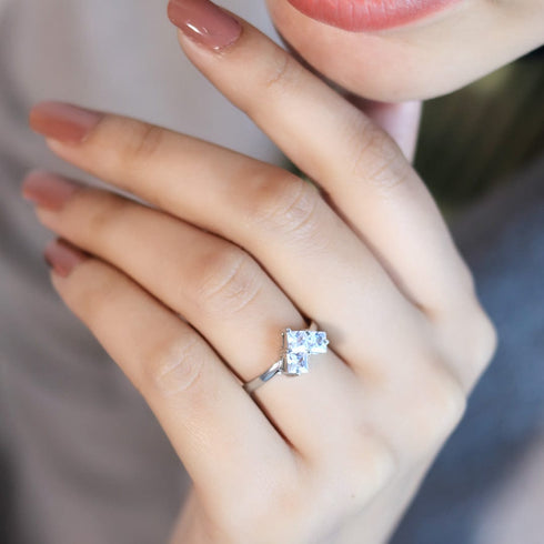 Zarkan Triple Beau Heart shape Silver Ring