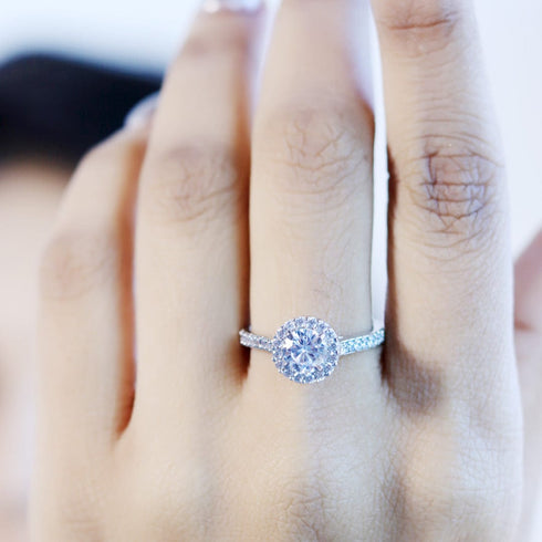 0.75 Carat Moissanite Diamond Round Rays Silver Ring for women - Free Size