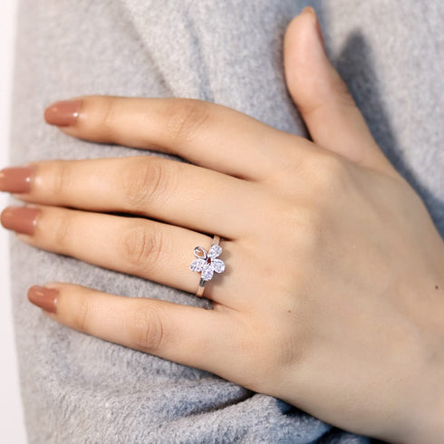 Zarkan Cute Flower For Love Pure 925 Silver Ring