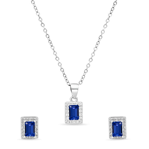 Zarkan Blue Treasure Box Silver Jewelry Set