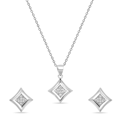 Zarkan Queen Of Diamonds Silver Jewelry Set