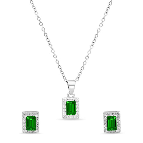 Zarkan Green Treasure Box Silver Jewelry Set
