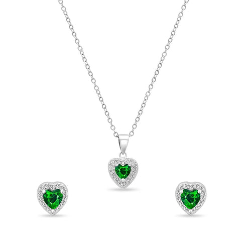 Zarkan The Lover's Gift Green Silver Jewelry Set