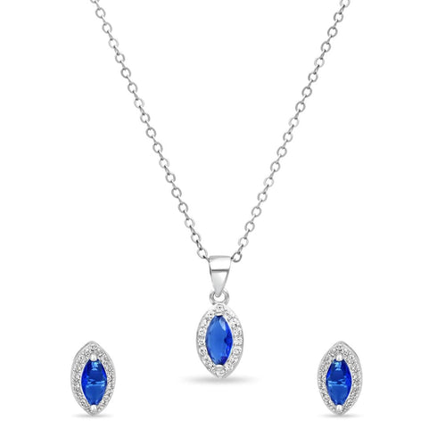 Zarkan Eye of The Queen Blue Silver Jewelry Set