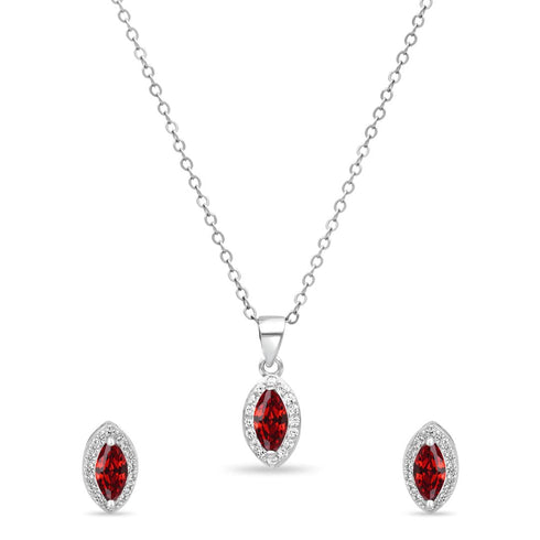Zarkan Eye of The Queen Red Silver Jewelry Set