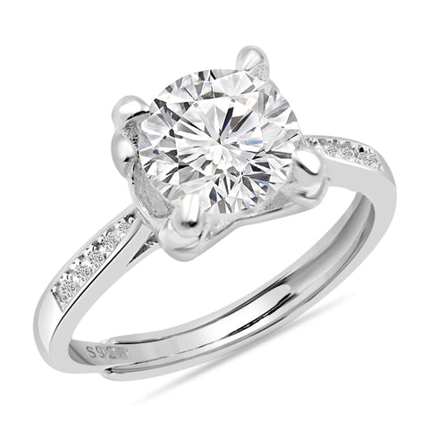 Zarkan 925 Silver Solitaire American Diamond Ring