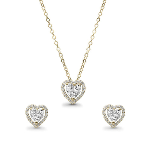 Zarkan Gold Love Heart Solitaire Jewelry Set