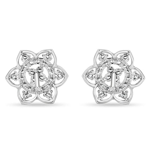 Zarkan Floral Heart Silver Studs