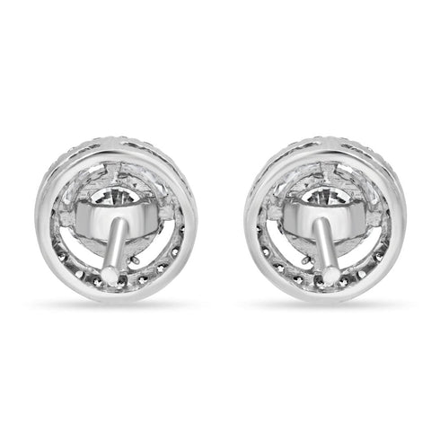 Zarkan Elegant Halo Silver Studs
