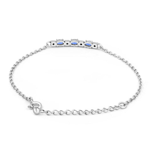 Zarkan Bold Blue Linear Silver Bracelet