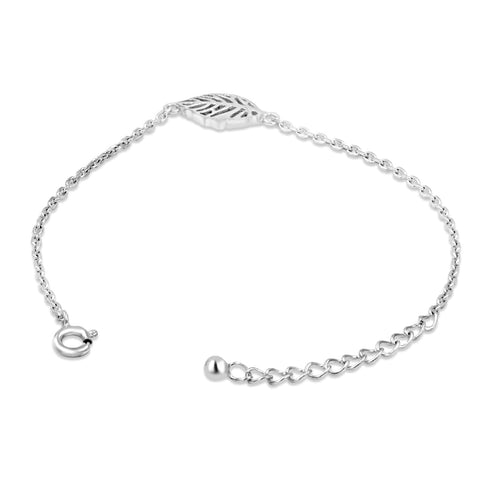 Zarkan Leaf Cut Linear Silver Bracelet