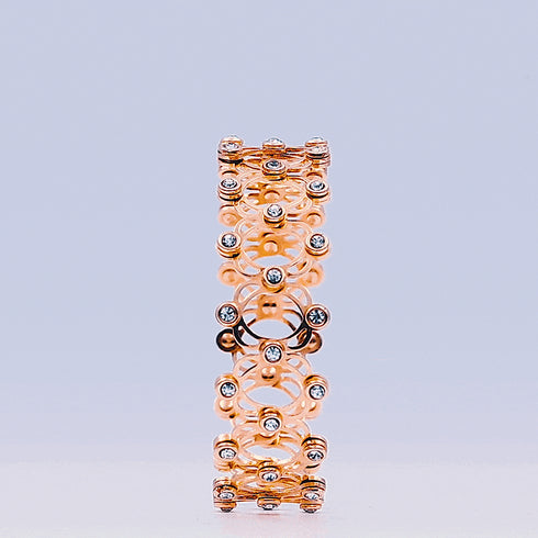Zarkan Rose Gold Studded Supple Convertible Bracelet & Ring (RING Kada)