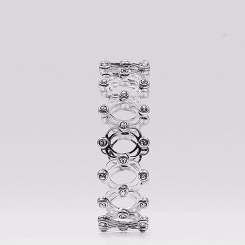 Zarkan Silver Studded Supple Convertible Bracelet & Ring (RING Kada)