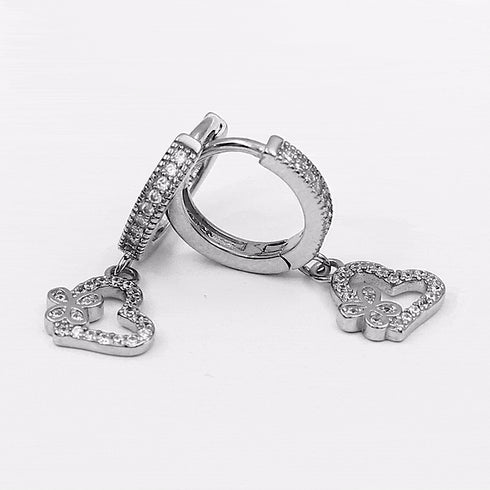 Zarkan Silver Heart Butterfly Earing