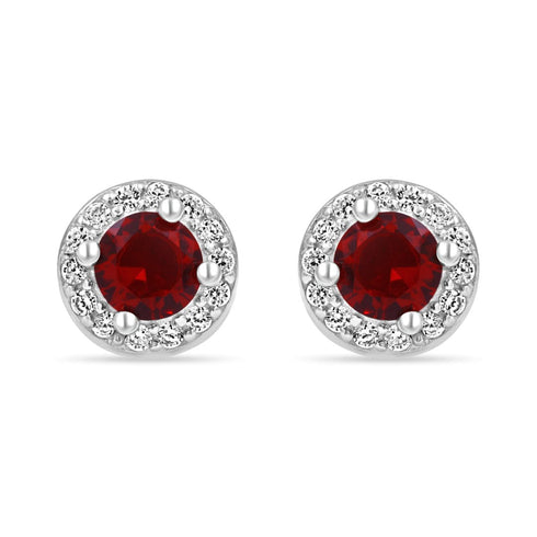 Zarkan Red Delight Dot Silver Jewelry Set