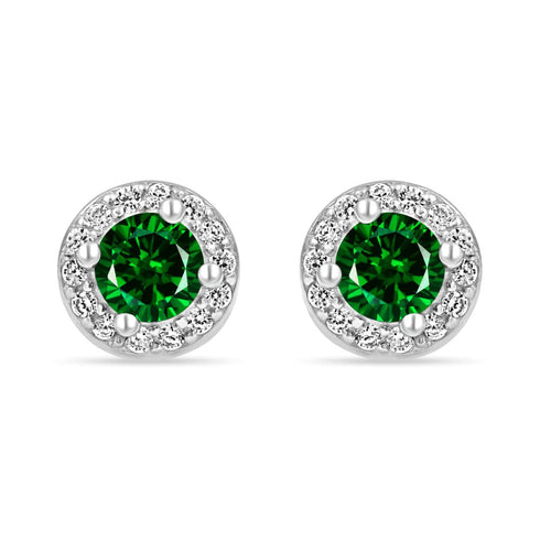 Zarkan Green Delight Dot Silver Jewelry Set